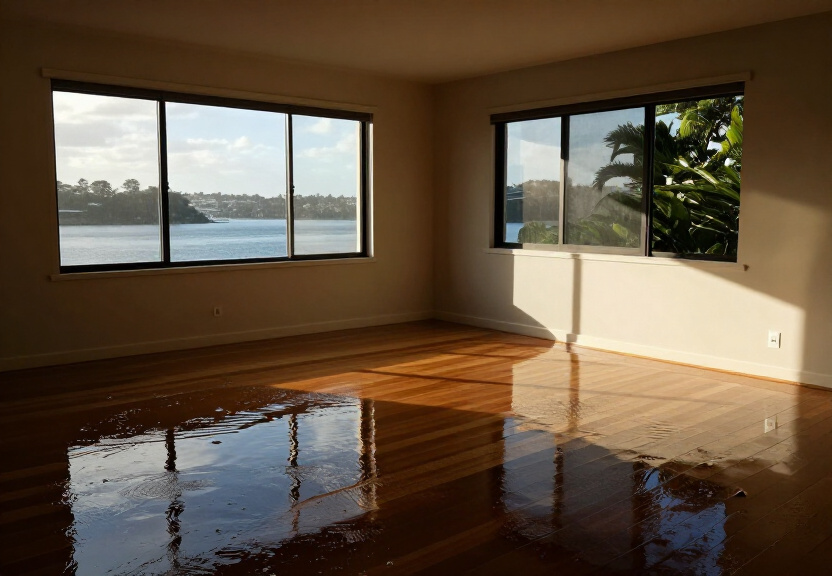 Water damaged living room in Canley Vale home before restoration