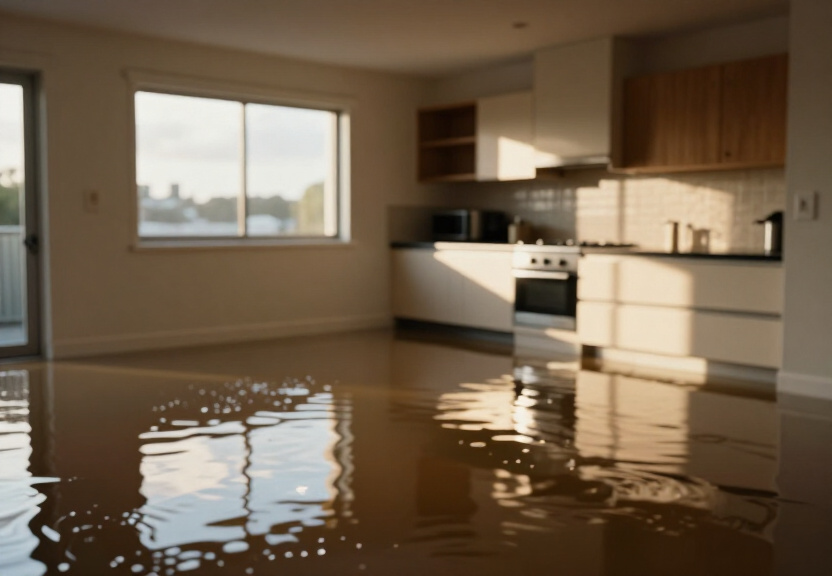 Flooded warehouse in Canley Vale before restoration